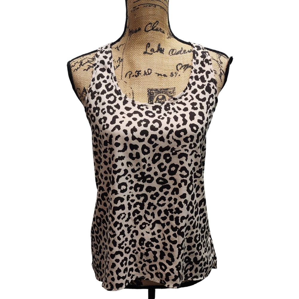 Forever‎ 21 Women's Leopard Print Racerback Tank Top Zipper Back Size S